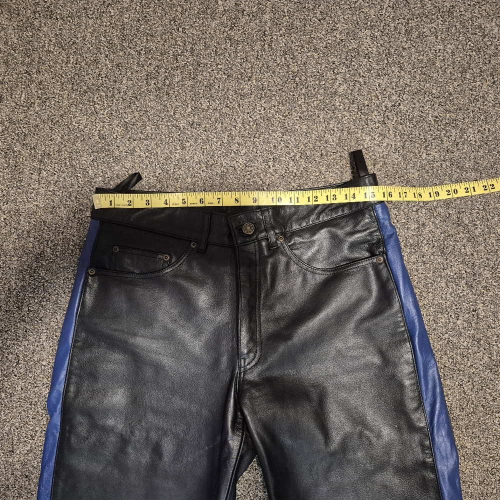 Black and Blue Leather Pants - Picture 14 of 16